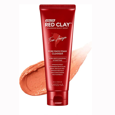 Missha Amazon Red Clay Pore Pack Foam Cleanser - 120ml