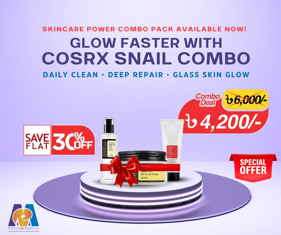 Cosrx Salicylic Acid Daily Gentle Cleanser 150ml + Advanced Snail 92 All In One Cream 100gm + Advanced Snail 96 Mucin Power Essence 100ml